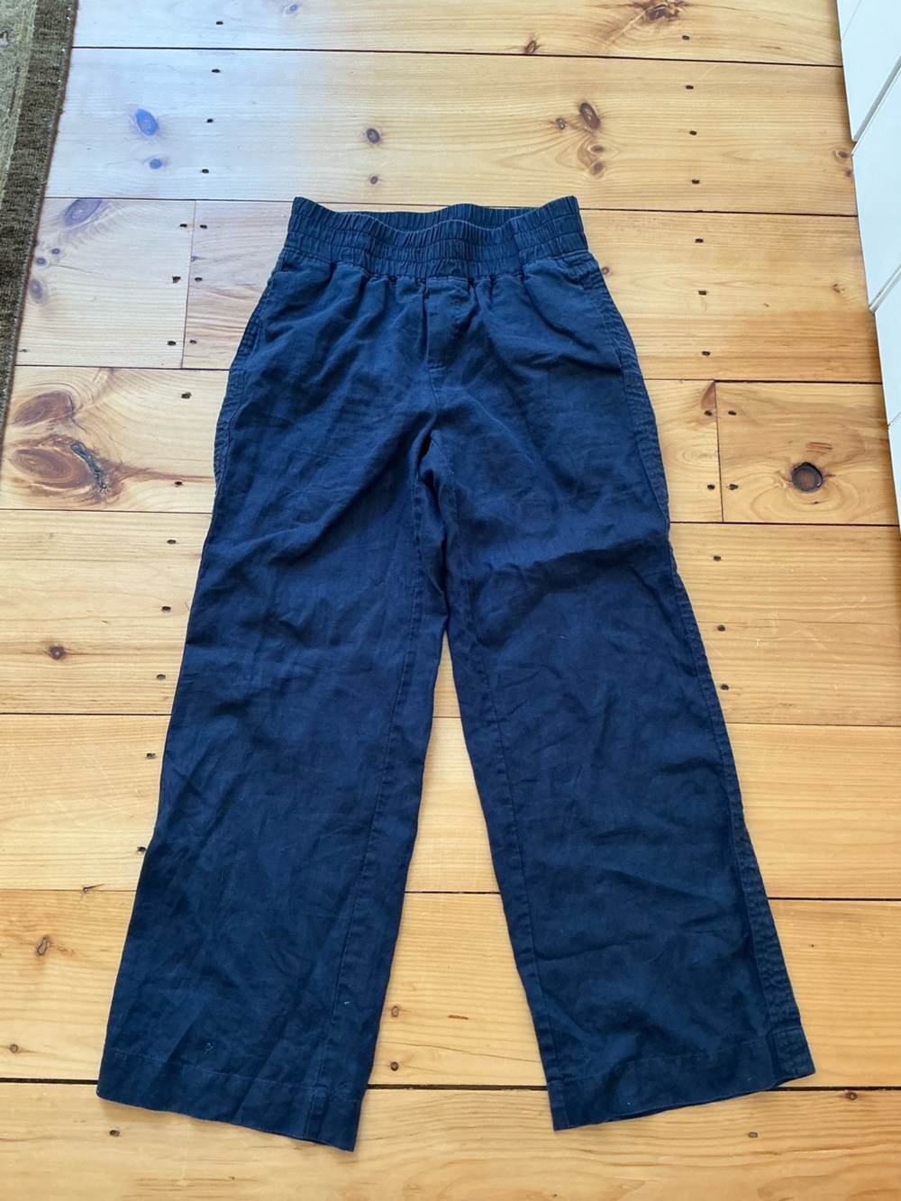 Quince 100% European Linen Wide Leg Pull On Pants Deep Navy Blue Size S